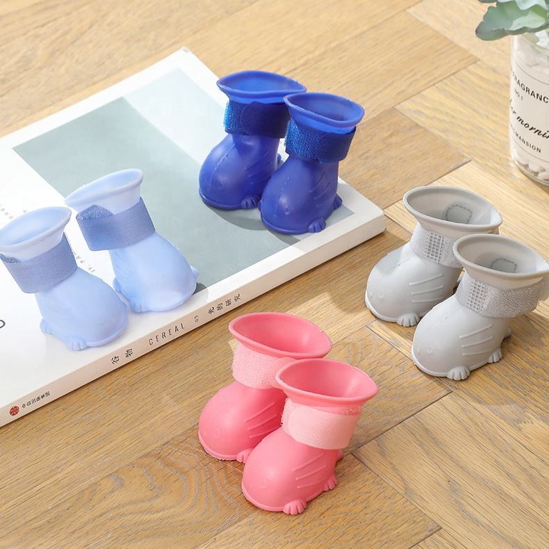 Dog Rain Boots 4Pcs Pet Dog Puppy Warm Waterproof Silicone Non-Slip Rain Boots Footwear Shoes Dog Cat Pet Toy Dog Rain Boots Dog Rain Shoes, Cat Rain Boots, Waterproof Foot Cover, Soft Bottom Shoes - Image 8