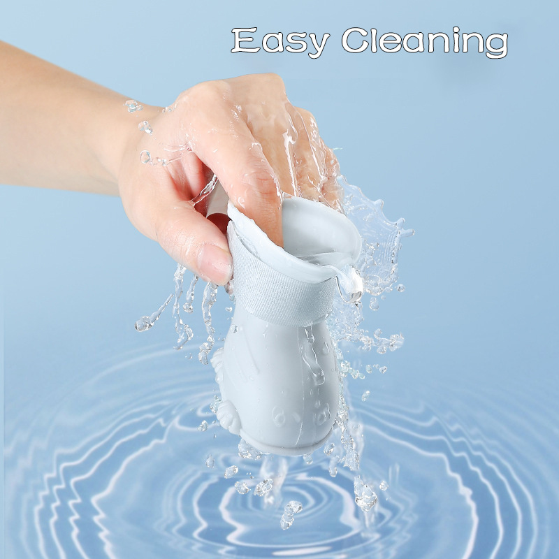 Dog Rain Boots 4Pcs Pet Dog Puppy Warm Waterproof Silicone Non-Slip Rain Boots Footwear Shoes Dog Cat Pet Toy Dog Rain Boots Dog Rain Shoes, Cat Rain Boots, Waterproof Foot Cover, Soft Bottom Shoes - Image 7