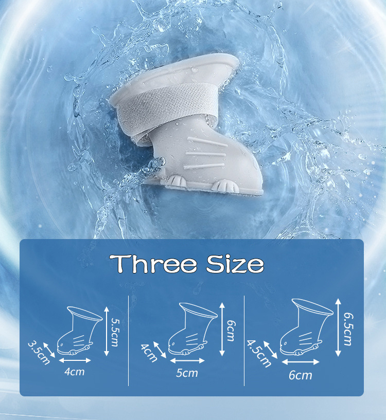 Dog Rain Boots 4Pcs Pet Dog Puppy Warm Waterproof Silicone Non-Slip Rain Boots Footwear Shoes Dog Cat Pet Toy Dog Rain Boots Dog Rain Shoes, Cat Rain Boots, Waterproof Foot Cover, Soft Bottom Shoes - Image 3